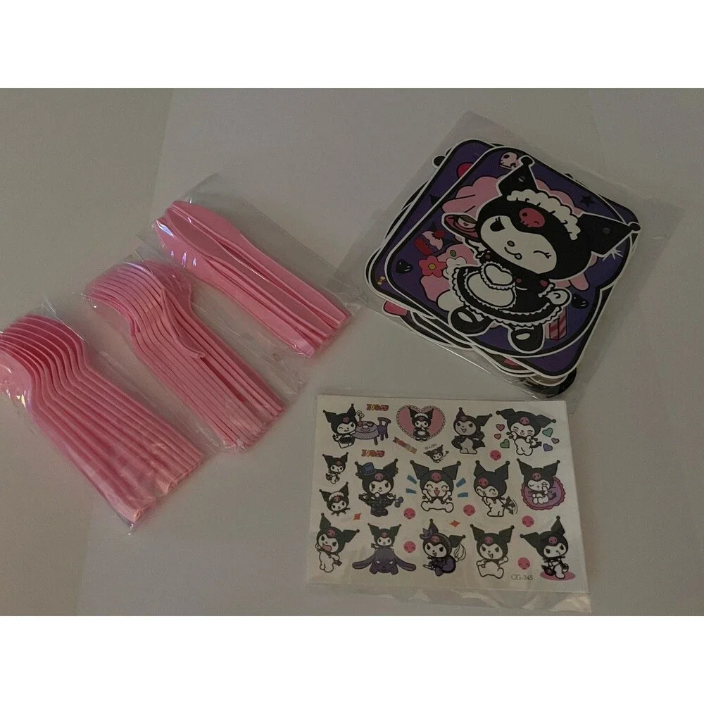 Kawaii Sanrio Kuromi & My Melody Birthday Party Banner Balloons Cake Toppers Set